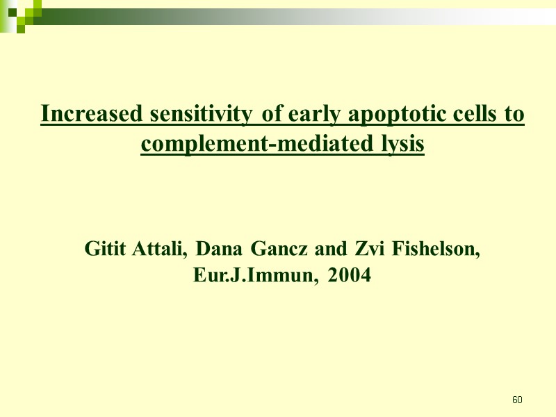 60 Increased sensitivity of early apoptotic cells to complement-mediated lysis    Gitit